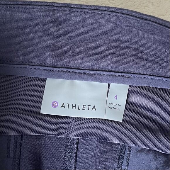 ATHLETA Womens Pants Size 4 Ponte Moto 2 Navy Zippered Pockets Full Length - Picture 11 of 13